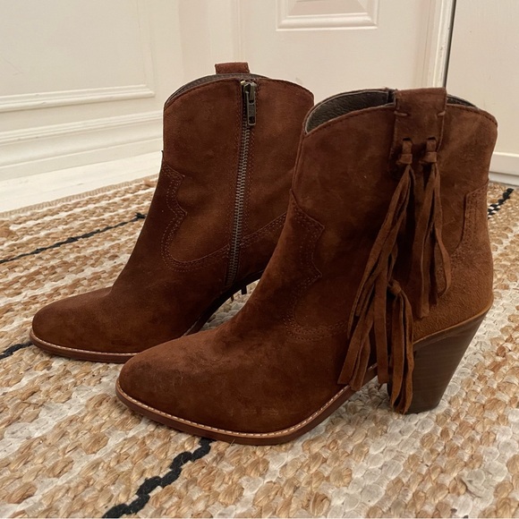 Ash suede leather cowboy boots bootie tassel size 40 - Picture 1 of 10